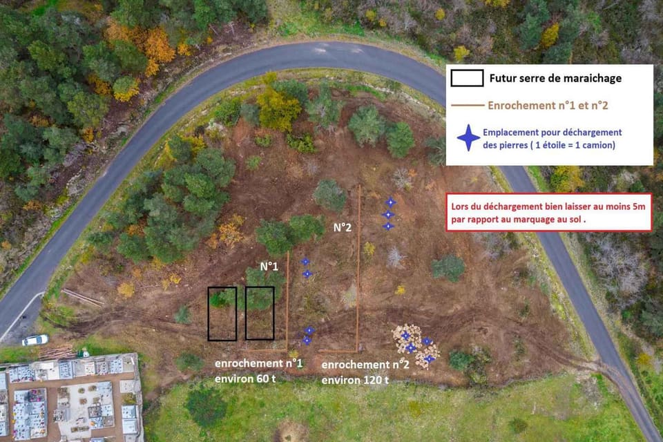 Vue aérienne des accès d’un chantier.